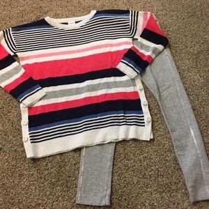 Gymboree- striped sweater & leggings- size 5/6